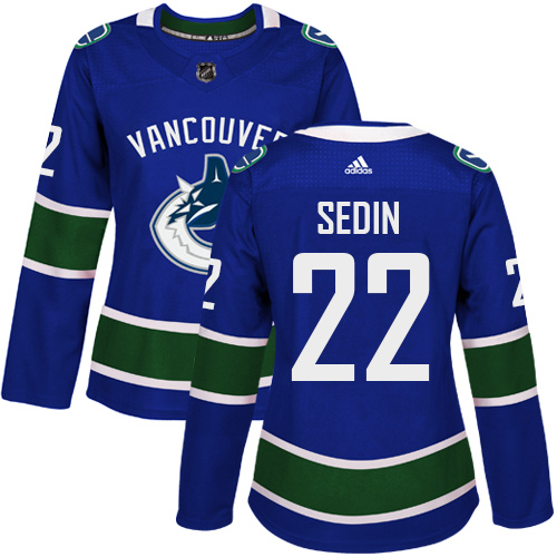 Adidas Vancouve Canucks 22 Daniel Sedin Blue Home Authentic Women Stitched NHL Jersey